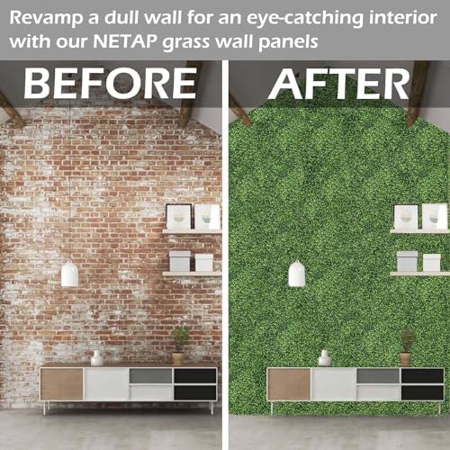 NETAP Artificial Boxwood Wall Panels 10x10 12pc 4-Layer