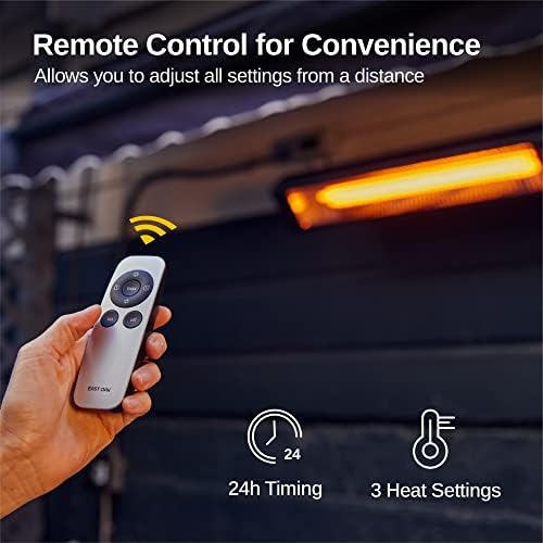 EAST OAK 3000W Wall Mounted Electric Patio Heater with IP65 Waterproof Remote Control