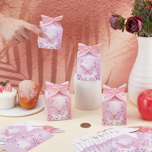WEBEEDY 60 Pcs Mini Butterfly Favor Boxes Purple Pink 24x24 Inch