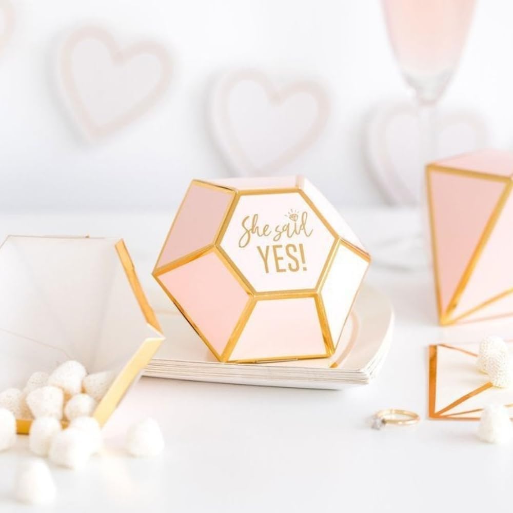 Unique Pink Diamond Shaped Paper Favor Boxes 65x15 8 Count