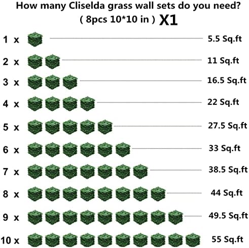 Cliselda Artificial Boxwood Hedge Wall Panels 8PCS 10x10