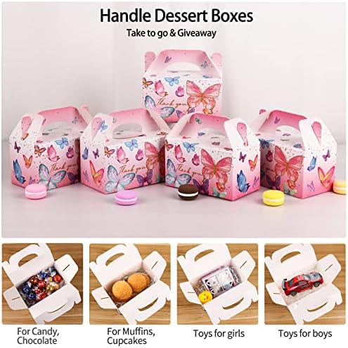 Thank You Treat Boxes 12 Pack Floral Gable Gift Boxes with Handles