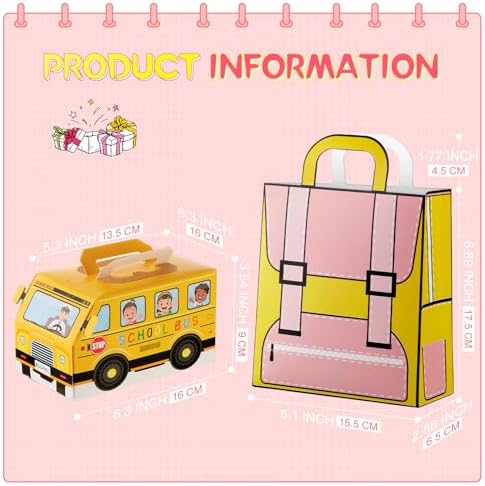 Weysat 36 Pcs School Bus Goodie Box and Backpack Bags Set