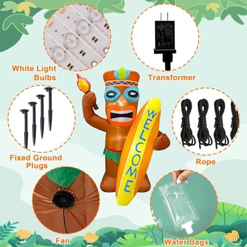6FT Tiki Inflatable Party Decor with LED Light