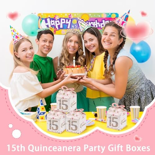 Qonmpcvu 50PCS 15th Birthday Gift Boxes Rose Gold Decor