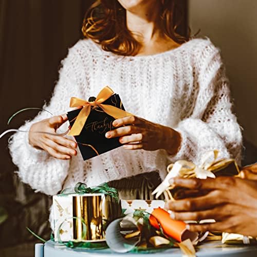 30 Pack Small Thank You Gift Bags with Gold Bow