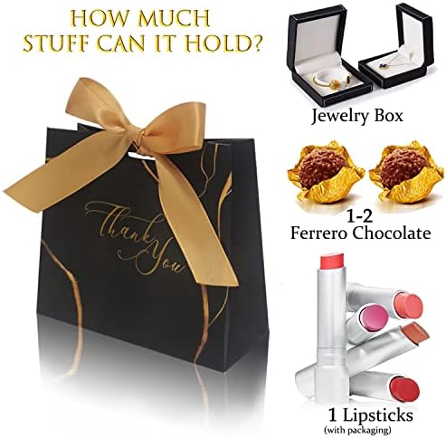 30 Pack Small Thank You Gift Bags with Gold Bow