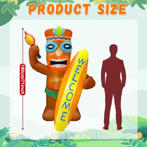 6FT Tiki Inflatable Party Decor with LED Light