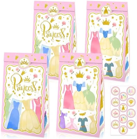 Princess Theme Gift Bags with Handles 12PCS