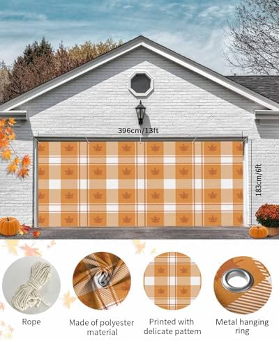 Thanksgiving Garage Door Cover 7x8ft Maple Leaf Design