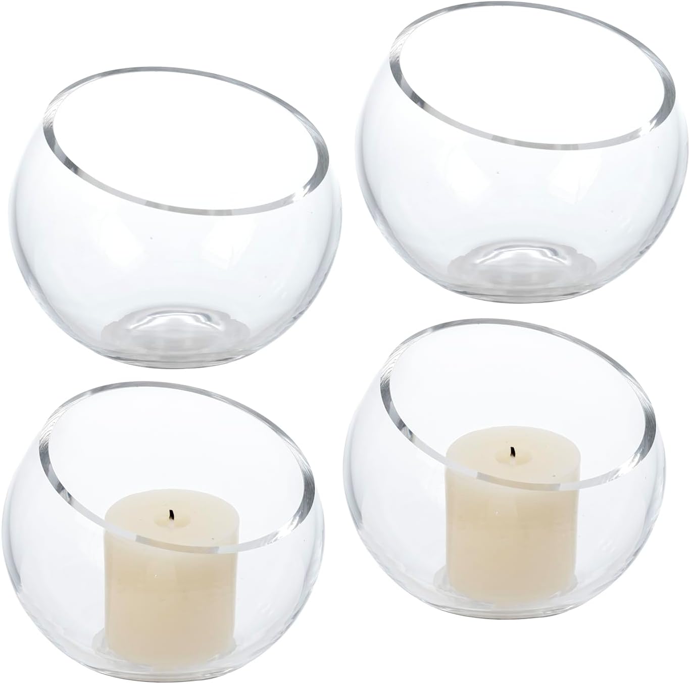 MyGift Premium Hotel Series 5 Inch Clear Glass Terrarium Set of 4