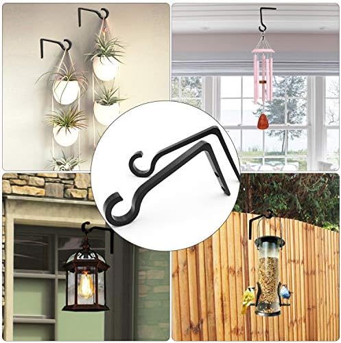 QIEGL 6 Inch Metal Plant Hook 2 Pack Black