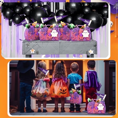 Gerrii 6 Pcs Halloween Boo Basket Treat Bags Party Favor
