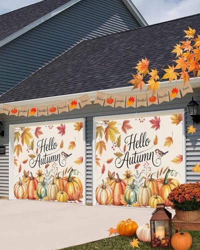 Fall Garage Door Banner 7x8 ft Hello Autumn Decor