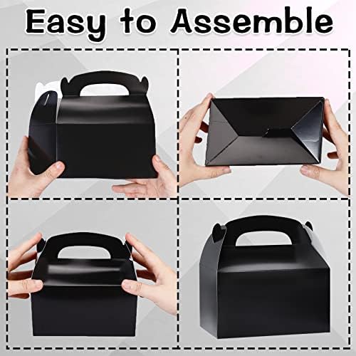 24Pcs Black Gable Candy Boxes with Handles