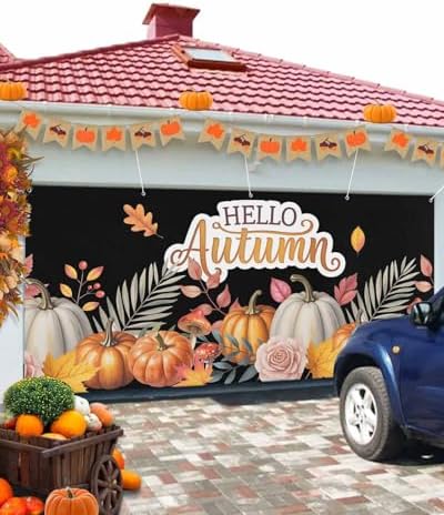 Hello Autumn Garage Door Cover 7x8ft with Grommets