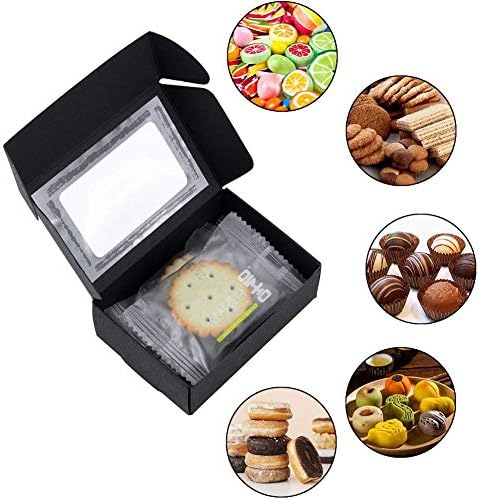 BENECREAT 30 Pack Black Kraft Gift Boxes with Clear Windows