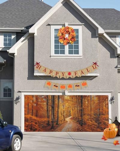 Autumn Forest Orange Leaves Garage Door Cover 7x8ft