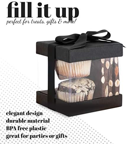 Hammont Clear Gift Box 6-Pack with Base Lid and Ribbon