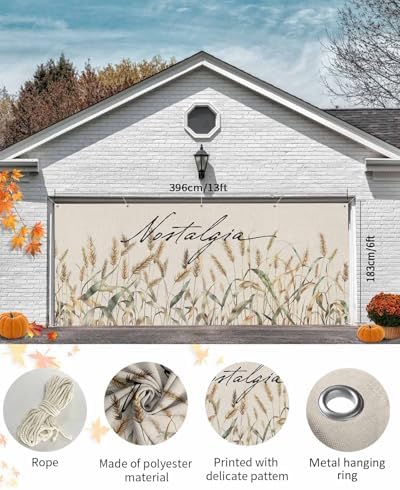 IDOWMAT Autumn Wheat Spikelets Garage Door Cover 7x8ft