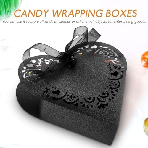 HOMSFOU Heart Shape Wedding Favor Boxes with Ribbons