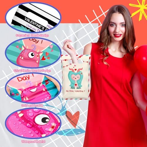 Frienda 100 Plastic Valentine Gift Bags with Handle