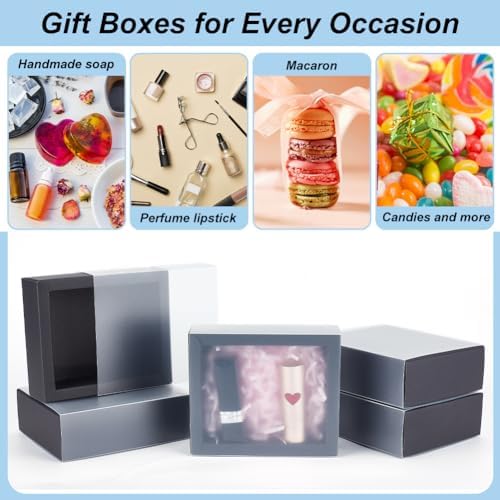 BENECREAT 12 Pack Kraft Gift Boxes with PVC Window