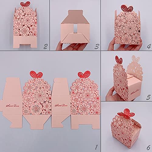 Suponey Pink Laser Cut Candy Boxes for Weddings and Parties 20 PCS