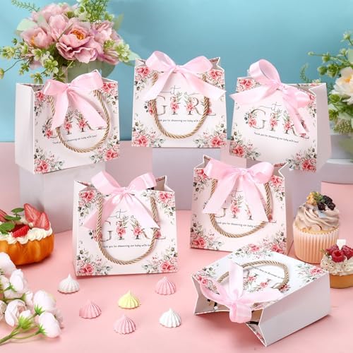Spakon 25 Sets Girl Gift Bags with Handle and Ribbon