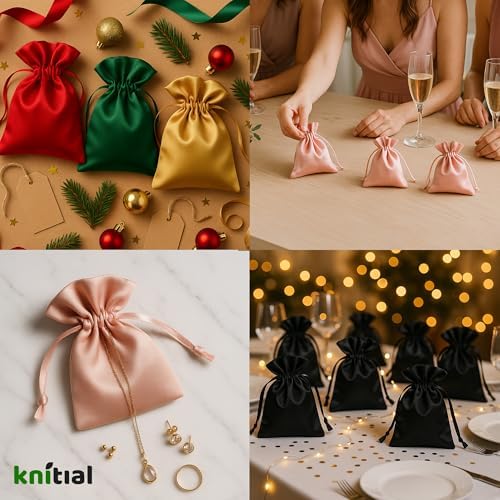 6 Inch x 9 Inch Rose Gold Satin Gift Bags