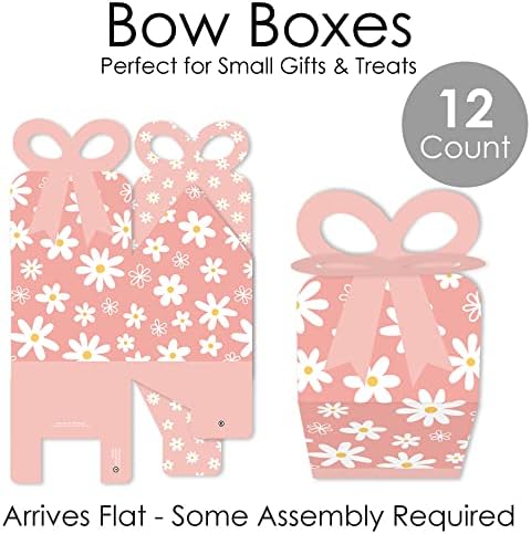 Pink Daisy Flowers Square Gift Boxes Set of 12