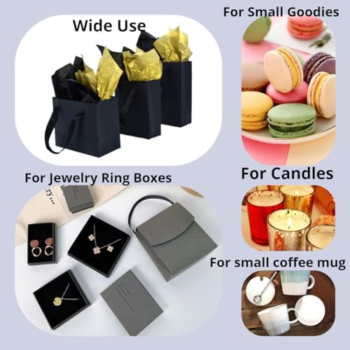 JUNESHE Mini Black Gift Bags with Handles 6 Pack