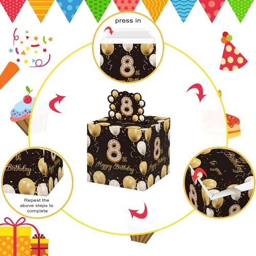 8th Birthday Money Gift Box with 35PCS Decorations