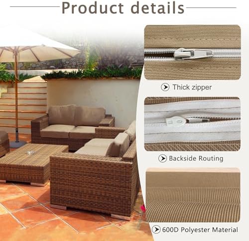 Sqodok Outdoor Cushion Covers 10PCS Set Camel