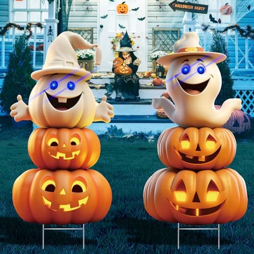 2Pcs 40FT Ghost Halloween Decorations with Stakes