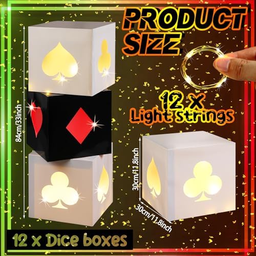 12 Piece Casino Favor Boxes with String Lights