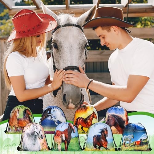 Saintrygo 30 Pcs Horse Pattern Drawstring Gift Bags