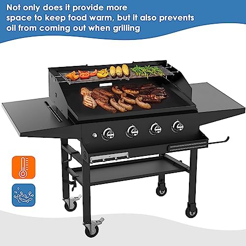 Universal Wind Guard and Warming Rack Set for Griddle 28-36 Inches