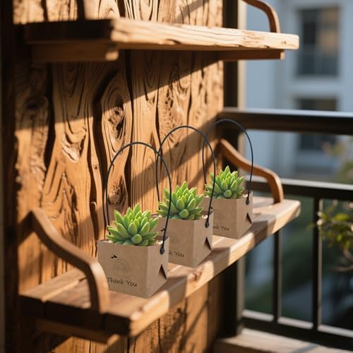 40Pcs Succulent Wrap Bags with Thank You Labels for Party Favors