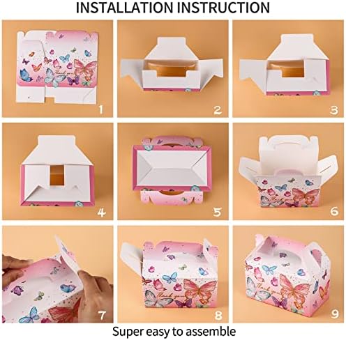 Thank You Treat Boxes 12 Pack Floral Gable Gift Boxes with Handles