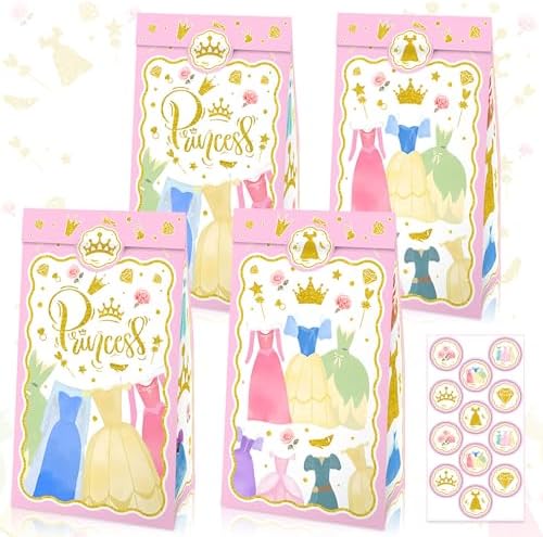 Princess Theme Gift Bags with Handles 12PCS