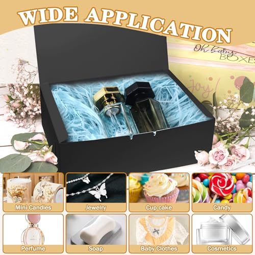12 Piece Black Gift Box with Lid and Ribbon