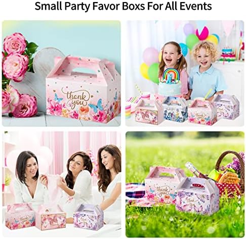 Thank You Treat Boxes 12 Pack Floral Gable Gift Boxes with Handles