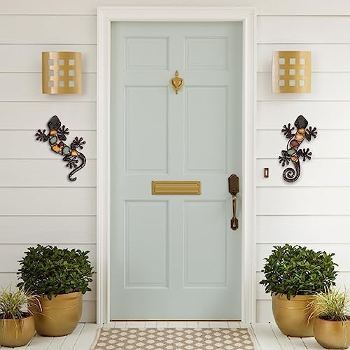LIFFY Metal Gecko Wall Decor 2 Pack Large 15 Inch