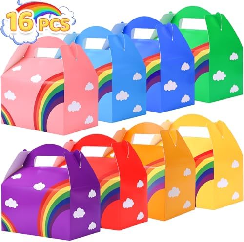JOHOUSE 16PCS Rainbow Party Favor Boxes