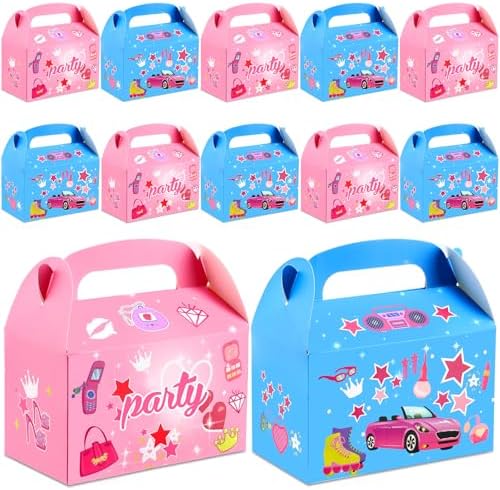 Motiskyy Blue Pink Goodie Bags 12 Pcs Gift Boxes with Handle