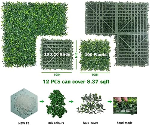Bybeton Artificial Grass Wall Panel 10x10 Inch 12Pcs