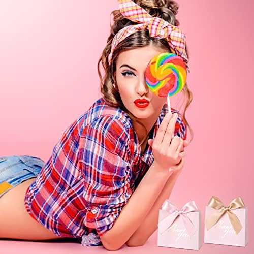 Yahenda 50 Pcs Pink Candy Gift Bags with Bow Ribbon