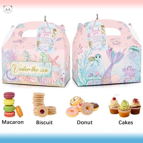 Karaqy Pink Under The Sea Party Favor Boxes 12 Pcs