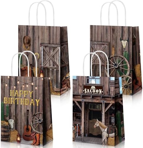 Pasimy 36 Pcs Western Theme Gift Bags with Handle